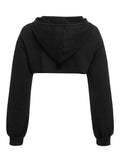 1 x RAW Customer Returns GORGLITTER Women s Crop Hoodie Pullover Very Short Sweatshirts Long Sleeve Jumper Round Collar Cut Outs Shirts with Hood Black XS - RRP €25.2