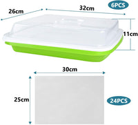 1 x RAW Customer Returns KAHEIGN 6Pcs Sprouting Trays, Seed Sprouter Tray 32cm x 26cm Sprouting Tray with Lid for Large Seeds Germination Tray Germination Box for Growing Mung Beans Alfalfa Wheatgrass - RRP €27.13