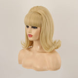 1 x RAW Customer Returns 60s wig FVCENT Hippie Wig 70s Retro Beehive Style Vintage Look Flicked Beehive Bob Outward Wavy Wig with Bangs Blonde  - RRP €25.99