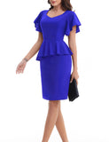 1 x RAW Customer Returns Bbonlinedress dress women elegant bodycon short sleeve with ruffles party festive sheath dress knee-length work dress business pencil dress cocktail dress royal blue 3XL - RRP €36.29