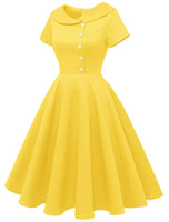 1 x RAW Customer Returns Wedtrend Women s Cocktail Dress Rockabilly Evening Dress Short Vintage Ladies 1950s Yellow XXL - RRP €33.29