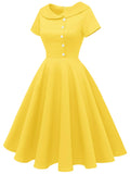 1 x RAW Customer Returns Wedtrend Women s Cocktail Dress Rockabilly Evening Dress Short Vintage Ladies 1950s Yellow XXL - RRP €33.29