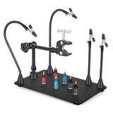 1 x RAW Customer Returns Helping Hands Soldering Aid, Third Hand Soldering Workstation Larger Heavy Duty Base with PBC Holder Flexible Arms with Hot Air Gun Holder Helping Hands with PCB Holder  - RRP €70.58