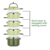 1 x RAW Customer Returns SANQIAHOME 4 Layers Multi-layer Stackable Stainless Steel Lunch Box, Leak-proof, Green - RRP €30.9