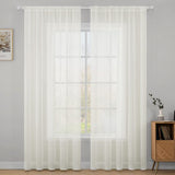 1 x RAW Customer Returns MIULEE Voile Curtain Christmas Decoration Transparent Curtain Made of Voile Plain Rod Pocket Living Room Airy Decorative Curtain for Bedroom Set of 2 260 x 140cm H x W , Rod Pocket Ivory - RRP €22.52