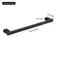 1 x RAW Customer Returns CASEWIND Towel Holder Black, Towel Rail Matt Stainless Steel, Wall Towel Rack 60cm with Drilling Wall Mounted for Shower Bathroom - RRP €31.99