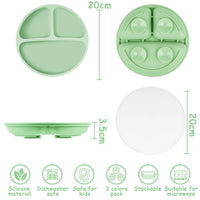 1 x RAW Customer Returns Vicloon Toddler Plates, 3 Pack Silicone Baby Plates, BPA Free Suction Plates with Lids for Babies and Toddlers, Suction Plate Function, Plate Design Toddler Plates Microwave and Dishwasher Safe - RRP €20.4