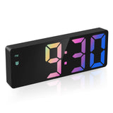 1 x RAW Customer Returns LOFICOPER Digital Alarm Clock, 6.5 LED Alarm Clock with Sound Control, Large Color Font, 3 Brightness, 3 Alarm, 12 24 Time Date Temperature, USB Cable - Colorful - RRP €10.07