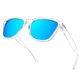 1 x RAW Customer Returns KANASTAL Sunglasses Men and Women Mirrored Blue Transparent Frame Classic Sunglasses for Travel Hiking and Everyday Wear - RRP €60.0