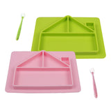 10 x Brand New wooshwa Pack of 2 Baby Plates with Suction Cup, Baby Plate Silicone Non-Slip Placemat Set, House Shape Design, Washable for Dishwasher Microwave Green Pink  - RRP €204.0