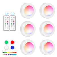 1 x RAW Customer Returns Under Unit Lights Wireless Cabinet Lighting RGB 16 Colors LED Night Light with Remote Control and Timing Function Dimmable Battery Operated Lights for All Cabinets 6 Packs White  - RRP €17.99