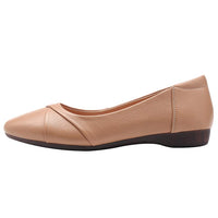 1 x Brand New amropi Women s Pleated Closed Toe Slip On Work Ballet Flats Almond,36 EU  - RRP €43.99