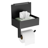 1 x RAW Customer Returns Rainsworth Large Toilet Paper Holder with Wet Wipes Box Black, Quiet Design, Toilet Paper Holder without Drilling, Wall Mount Tissue Roll Holder with Shelf, Self-Adhesive or Drilled - RRP €25.2