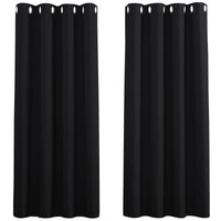 1 x RAW Customer Returns PONY DANCE Curtains Black Opaque Thermal Curtain Eyelet Curtain Set of 2 Blackout Curtains Bedroom Curtains with Eyelets Blackout Curtain, H 137 x W 117 cm - RRP €25.46