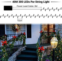 1 x RAW Customer Returns Avoalre Christmas Lights 40M 300 LED, Garland Lights Battery Operated String Lights 8 Modes 4 Colors Waterproof IP44 for Outdoor Indoor Party Wedding Garden Home, Red Yellow Blue Green - RRP €33.65