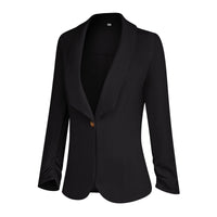 1 x RAW Customer Returns PrinStory Blazer For Women 3 4 Ruched Sleeve Blazer Business Office Blazer Suit Sporty Jack Trench Coat Black, EU 46-48  - RRP €33.6