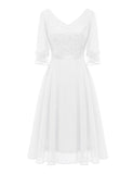 1 x RAW Customer Returns Dressystar women s wedding dress A line glitter dress women s party sequins shawl sleeves V-neck short wedding dresses wedding white L - RRP €57.47