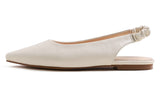 1 x RAW Customer Returns Feversole Slingback first-class women s ballerina with evening shoes summer shoes white elastic strap 39 EU - RRP €29.99