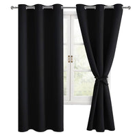 1 x RAW Customer Returns Hiasan blackout curtains with eyelets, black opaque curtains, 2 pieces, 117 x 137 cm width x height , soft sliding curtains for bedroom, living room etc. - RRP €22.89