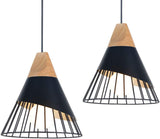 1 x RAW Customer Returns MAXDUYU 2 pieces Vintage Pendant Lamps, Modern Wooden Metal Lamps Industrial Ceiling Lights, Pendant Lamps Lampshade E27 Lighting for Dining Room Kitchen - RRP €45.99