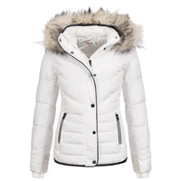 1 x RAW Customer Returns Elara Women s Winter Fitted Quilted Jacket Chunkyrayan EL-JA01 White 40 L  - RRP €56.63