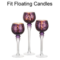 1 x RAW Customer Returns Inweder Small Crystal Candle Holders - 3 Pieces Mercury Glass Candle Holders for Centerpieces Candle Holders for Floating Purple Pillar Candles Candle Holders for Christmas Wedding Home Decoration - RRP €34.59