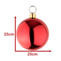 1 x RAW Customer Returns Large Christmas balls, shiny red Christmas tree ball, 25 cm diameter. High quality for indoor use and weatherproof for outdoor use. With steel ring for easy and reusable attachment - RRP €17.04