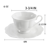 1 x RAW Customer Returns Jucoan Set of 6 Porcelain Tea Cups and Saucers, Bone China Tea Cup Set, 170ml White Porcelain Tea Set, Coffee Cups, Espresso Cups for Latte Tea, British Tea Cups, Gifts for - RRP €29.02