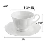 1 x RAW Customer Returns Jucoan Set of 6 Porcelain Tea Cups and Saucers, Bone China Tea Cup Set, 170ml White Porcelain Tea Set, Coffee Cups, Espresso Cups for Latte Tea, British Tea Cups, Gifts for - RRP €29.02