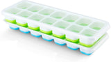 10 x Brand New Silicone Ice Cube Tray with Lid 2 Pieces 14 Compartment Silicone Ice Cube Tray LFGB Certified BPA Free Green Blue Stackable Ice Cube - RRP €98.0