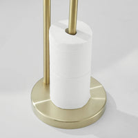 1 x Brand New Toilet Paper Roll Holder Freestanding Gold Bathroom Brush Toilet Paper Roll Holder with Backup Function - RRP €37.99