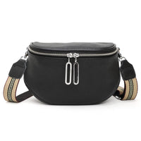 1 x RAW Customer Returns Atgbiem black crossbody bag women s wide strap leather chest bag women s shoulder bag women s bum bag women s stylish elegant handbag - RRP €27.22