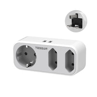 1 x RAW Customer Returns TESSAN travel adapter for England, adapter England Germany plug with 2 USB, travel plug type G travel adapter UK, 3-way socket adapter England, UK adapter to EU, adapter UK Euro plug - RRP €18.99