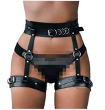 1 x RAW Customer Returns keland Womens Sexy Punk Leather Leg Harness Caged Thigh Holster Garters Harajuku Waist Rings Garters Belt Black-001  - RRP €23.99