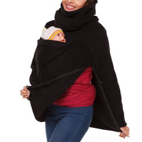 1 x RAW Customer Returns amropi babywearing jacket for mom and baby 3 in 1 women s long-sleeved hood kangaroo maternity jacket warm babywearing sweater with baby insert black, XL - RRP €34.99