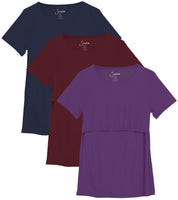 1 x RAW Customer Returns Sosolism 3 Pack Women s Nursing Tops Short Sleeve Nursing Shirts Maternity Nursing T-Shirts Maternity Wear Pregnancy Clothes Summer Casual Clothing,Red Navy Purple,XL - RRP €39.99