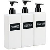 1 x RAW Customer Returns Segbeauty Square Lotion Dispenser, 500 ml Set of 3 Pump Bottles for Bathroom Kitchen, Soap Dispenser with Waterproof Labels, Refillable Empty Bottle, Dishwashing Liquid Dispenser, Liquid Container, White - RRP €21.67