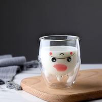 1 x RAW Customer Returns Cute cups coffee tea glasses drinking glasses coffee glass double-walled insulated glasses espresso cup bear cat mug unicorn  - RRP €13.1