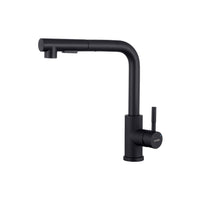 1 x RAW Customer Returns KINSE kitchen faucet with pull-out shower, stainless steel kitchen sink faucet, 2 jet types, 360 swivel, black - RRP €55.89