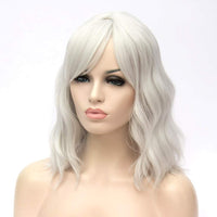 1 x RAW Customer Returns ATAYOU Women s Short Wavy Silver Gray Full Bangs Soft Bob Wig - RRP €24.18