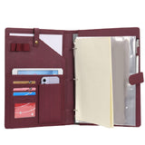 1 x RAW Customer Returns Wonderpool A4 Leather Writing Folder Portfolio Document Holder Ring Binder Removable Clipboard with Multi-compartment Pockets and Legal Wide Ruled Pad for Business Organizers Conference Wine Red  - RRP €27.0