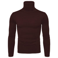 1 x Brand New CELANDA Men s Knitted Jumper Stand-Up Collar Turtleneck Sweater Slim Fit Turtleneck Pullover Warm Knitted Jumper Red Coffee Size 2XL Label Size 3XL - RRP €27.6