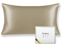 1 x RAW Customer Returns Texbee Silk Pillowcase 40x80cm for Hair and Skin 1PC Both Sides Natural Pillowcase Silk with Hidden Zipper Soft Breathable Smooth Standard Size Taupe - RRP €18.69