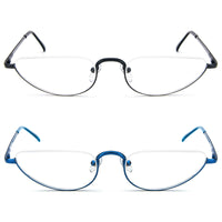 1 x RAW Customer Returns KoKoBin 2 Pack Unisex Half Moon Reading Glasses Half Frame Metal Spring Hinge Thin Reading Glasses 2pcs, 1  - RRP €58.8