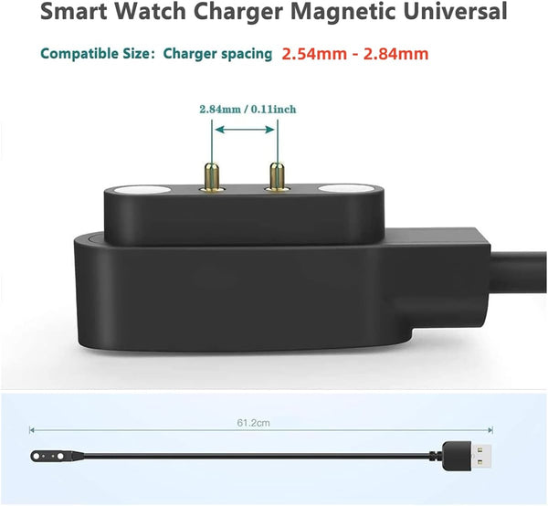 Universal 2 Pin Smart Watch 2.84mm USB Magnetic Charger Data Cable