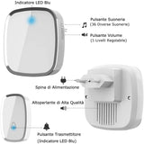 1 x RAW Customer Returns YYQ doorbell wireless outdoor waterproof IP44 with range 300 m, LED display, 2 button transmitter and 2 receivers with plug model without battery, 5 volume adjustable, 36 ringtones - RRP €27.99