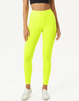 1 x RAW Customer Returns sissycos women s 80s neon leggings pants, buttery soft, stretchy, comfortable basic solid pants neon yellow, S  - RRP €23.98