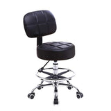 1 x RAW Customer Returns KKTONER Round Swivel PU Leather Laboratory Stool Work Chair with Height Adjustable Backrest Black Color - RRP €69.56