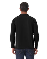 1 x RAW Customer Returns HMIYA Long Sleeve Shirt Men s Cotton Polo Shirt Long Sleeve Sweatshirt V-Neck Casual T-Shirts Black, M  - RRP €30.24