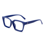 1 x RAW Customer Returns Amorays Reading Glasses Oversize Square Frame Vintage Anti Blue Light Reading Glasses Reading Aid Women Men 6561, blue, 2.00 - RRP €22.8